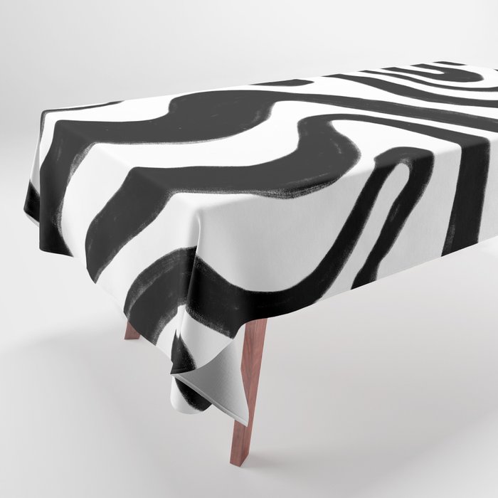 70s 60s Monochrome Swirl Tablecloth