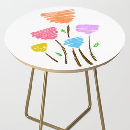 Abstract Flowers Line Art Color Side Table