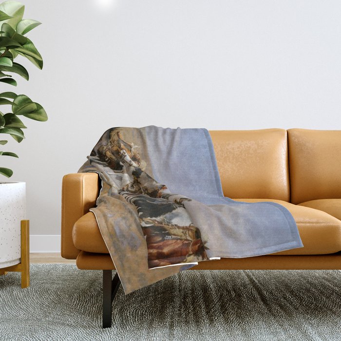 Frederic Remington Western Art Dash For The Timber Throw Blanket