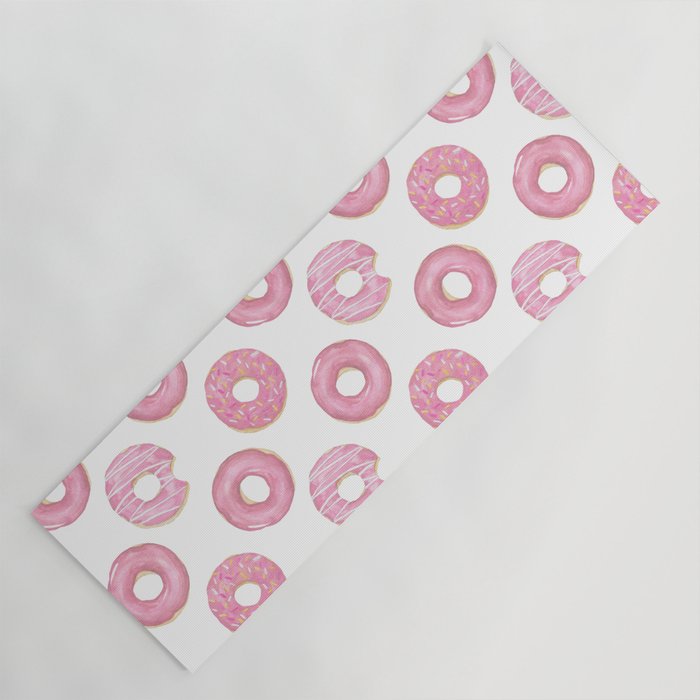 Pink watercolor donut pattern Yoga Mat