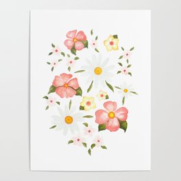 Romantic Flowers Nursery Poster