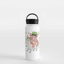 Pig With Unicorn St. Patrick's Day Ireland Water Bottle