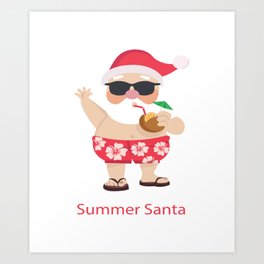 Summer Christmas Santa Funny Gift Art Print | Summer, Christmas, Santa, Summerchristmas, Xmas, Graphicdesign 