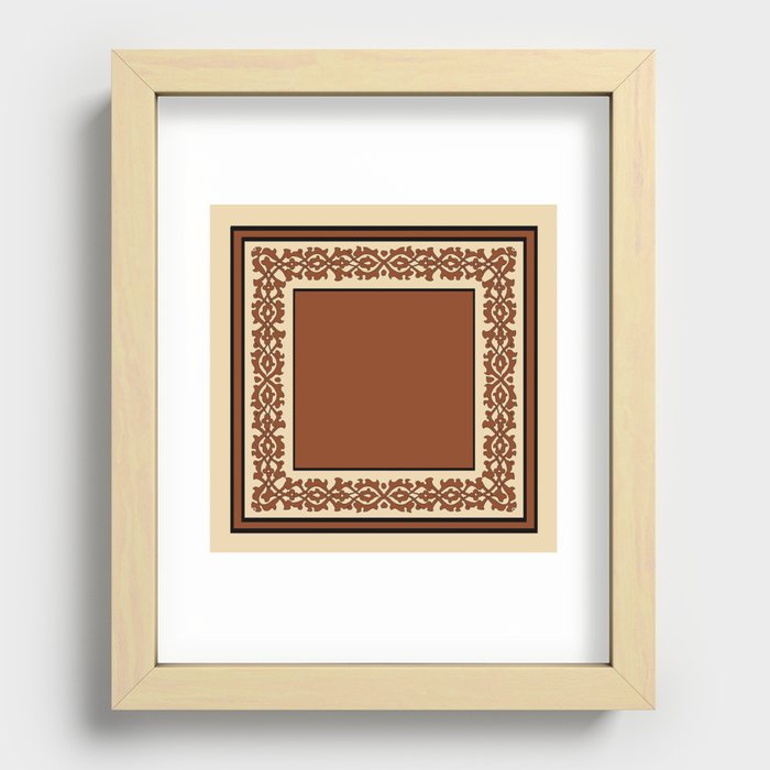 Oriental rug beige and burnt orange Recessed Framed Print