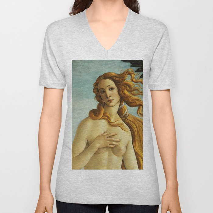 Sandro Botticelli "The Birth of Venus" (detail) V Neck T Shirt
