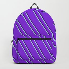 [ Thumbnail: Purple, Indigo & Powder Blue Colored Lines/Stripes Pattern Backpack ]