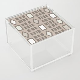 Retro Diamonds Rectangles Beige Acrylic Box