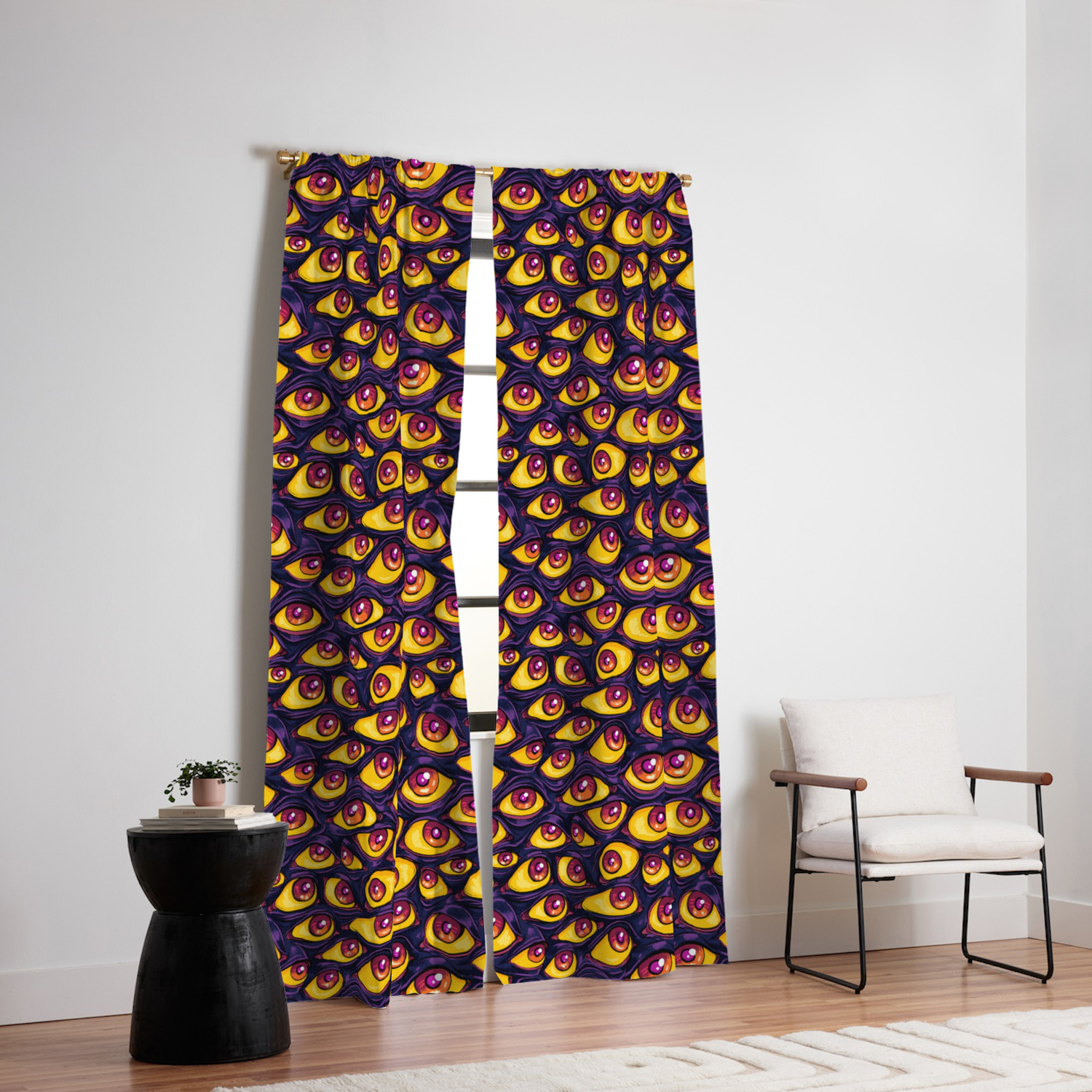 Wall Of Eyes In Dark Purple Blackout Curtain By Paisleydrawrs