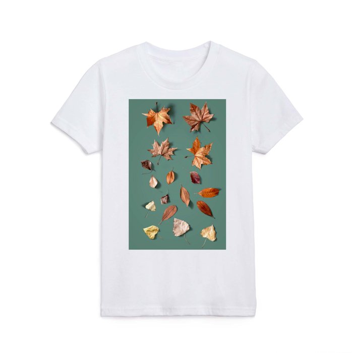 Forest Leaves Minimalism on Green Kids T Shirt