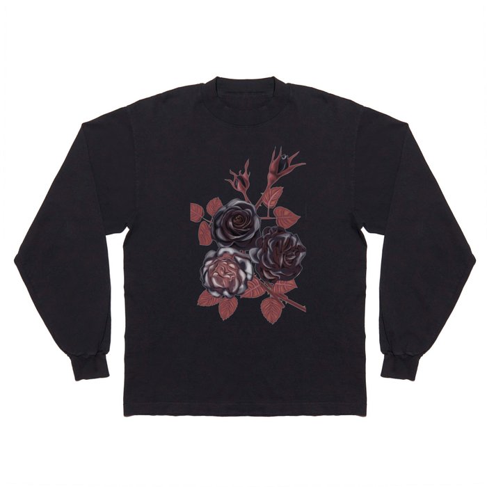Black roses - Vintage rose print Long Sleeve T Shirt by Lulu8g8