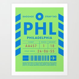 Luggage Tag D - PHL Philadelphia USA Art Print