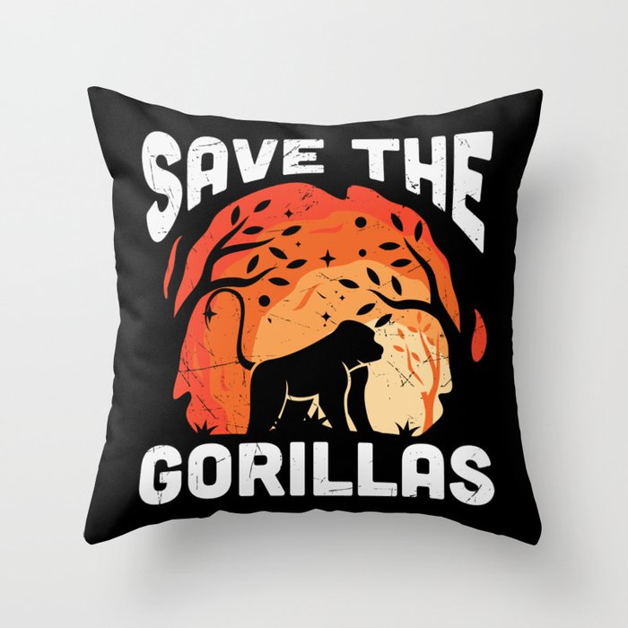 Save The Gorillas Throw Pillow