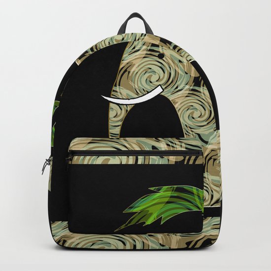 Elephant under a palm tree . Backpack