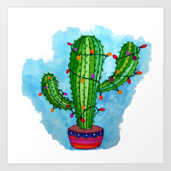 Christmas cactus Art Print