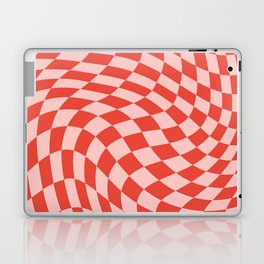 Red and pink swirl checker Laptop Skin