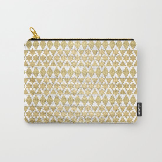 White and Gold Geometric Pattern 4 Carry-All Pouch