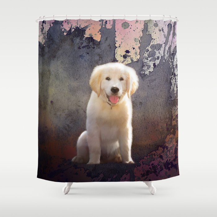 Golden Retriever Puppy Shower Curtain By Simonegatterwe Society6 Golden Retriever Puppy Shower Curtain