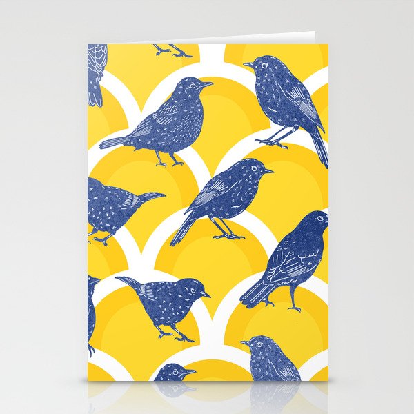2206 schindel birds yellow blue Stationery Cards