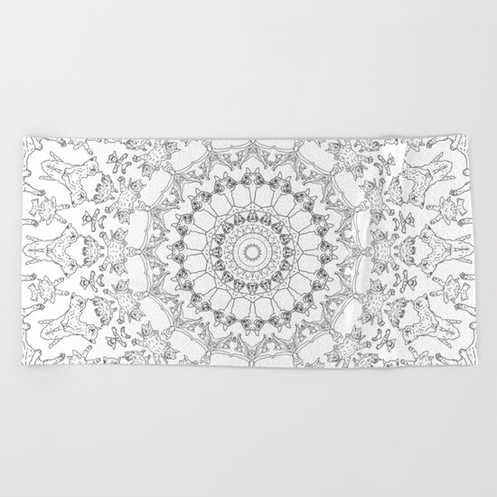 Cat Mandala Doodle Beach Towel