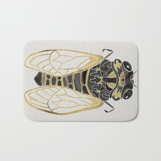 Cicada – Black & Gold Bath Mat