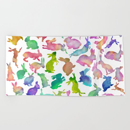 Watercolour Bunnies Beach Towel