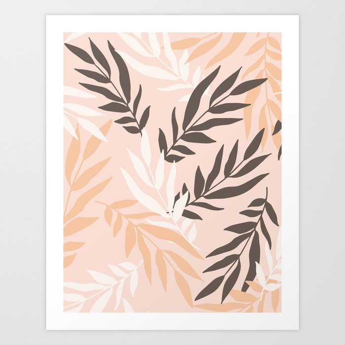 Pastel Palm Leaves Pattern Art Print