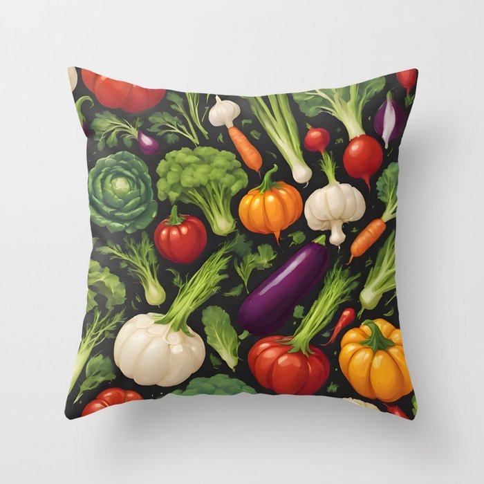 Healthy Food Happy Vegetables Popular Collection Throw Pillow