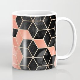 Black And Coral Cubes Mug