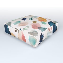 WILD WHIMS Abstract Watercolor Brush Strokes Outdoor Floor Cushion