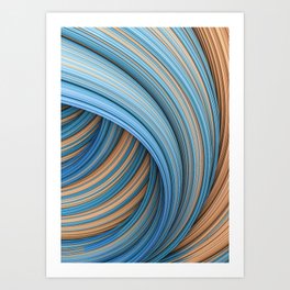 Fountain Flux Blue and Beige Abstract Minimal Artwork  Art Print