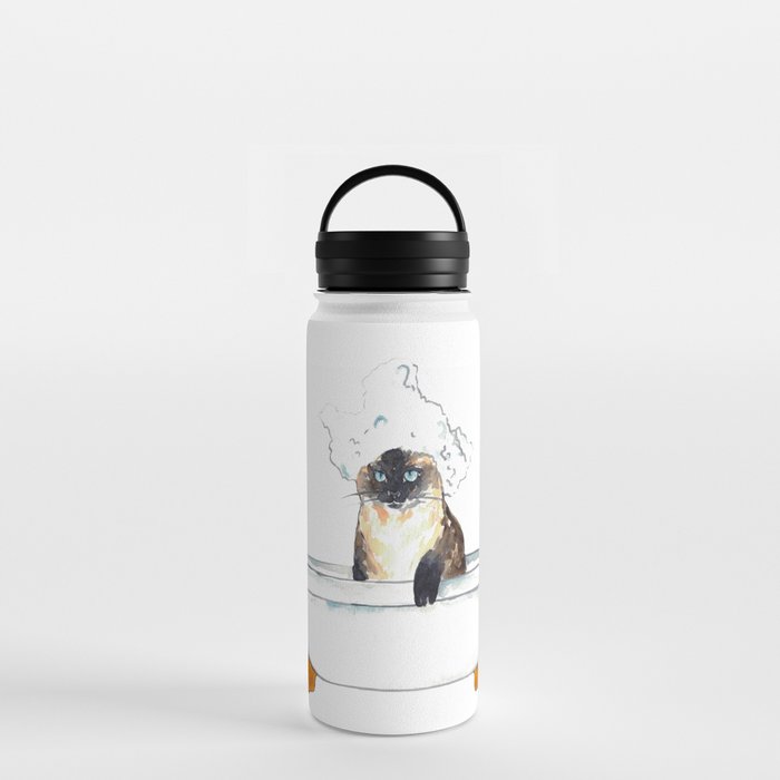 SPA Cat Siamese tabby Painting Wall Poster Watercolor Water Bottle