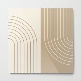 Abstract Geometric Rainbow Lines 12 in Brown Tan Beige Metal Print