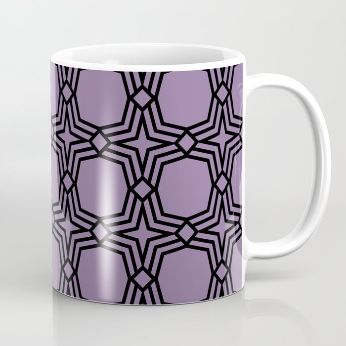 Black and Purple Star Geometric Shape Pattern - Coloro 2022 Popular Color Lavender Silk 138-48-19 Coffee Mug
