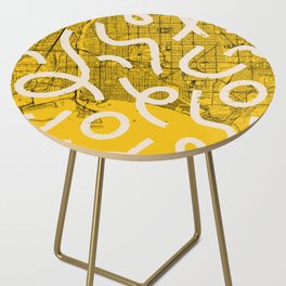 USA Long Beach Map - Yellow Collage Side Table