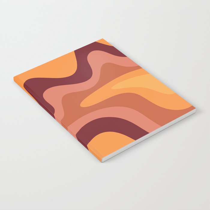 Retro Liquid Swirl Abstract Pattern Square in Warm Terracotta Earth Tones Notebook