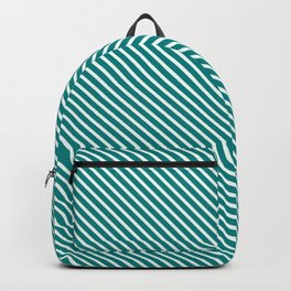 [ Thumbnail: Mint Cream and Teal Colored Lines/Stripes Pattern Backpack ]