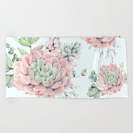 Pink Echeveria #society6 #buyart Beach Towel