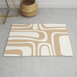 Palm Springs Midcentury Modern Abstract Pattern in Natural Wood Beige Area & Throw Rug
