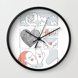 Cute hand-drawn illustration of Valentine's Day. Love card Wall Clock