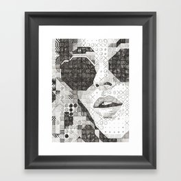 Black and White Illustration of Woman in Sunglasses Framed Art Print