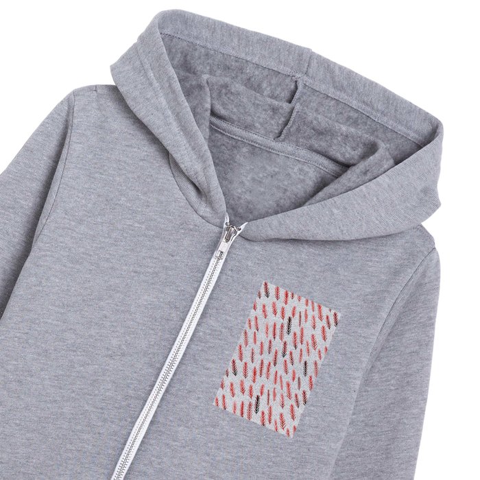 Mountain branches pattern - red Kids Zip Hoodie