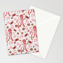 Octopus red pattern Stationery Card