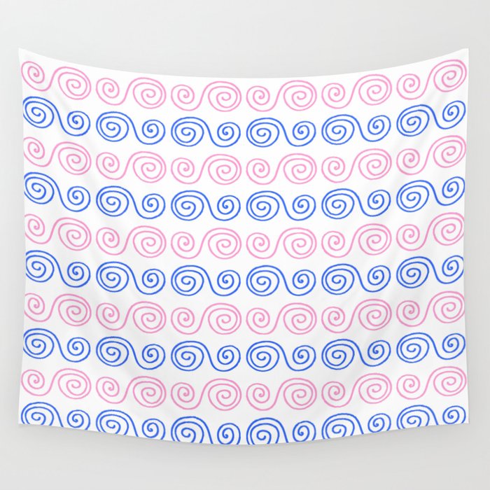 Spiral 3- Blue and pink Wall Tapestry