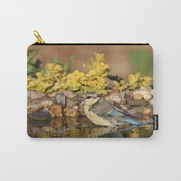 young bird bathes Carry-All Pouch | Bird, Color, Digital, Water, Photo, Mixed Media, Animal, Nature 