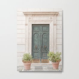 Vintage Door In Rome City Photo | Baroque Street Architecture Art Print | Italy Travel Photography Metal Print | Baroque, Italy, Travel, Frontdoor, Entry, Roma, Digital, Architecture, Facade, Green 