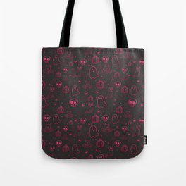 Halloween Pattern Black and Pink Art Print Tote Bag