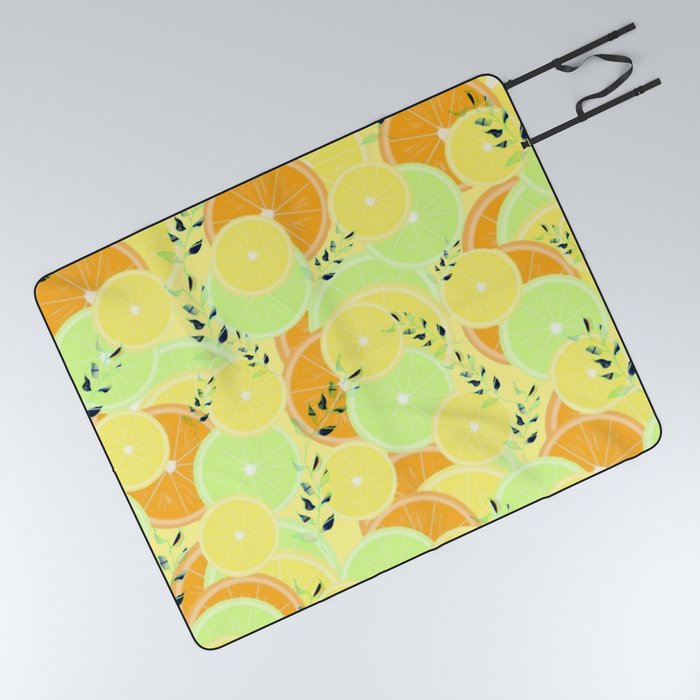 Lemon, Lime and Orange Slices Picnic Blanket