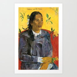 Tahitian Woman with a Flower by Paul Gauguin Art Print