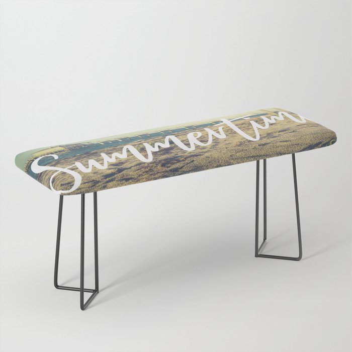 Summertime Beach Vintage Print Bench