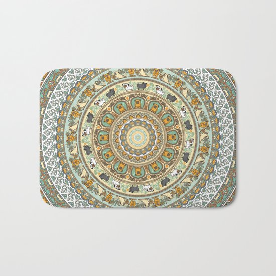 Pug Yoga Medallion Bath Mat